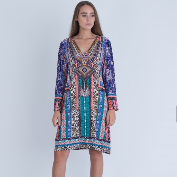 Hale Bob V Neck Dress, Multi Color - Aztec Style , size Medium - Picture 10 of 10